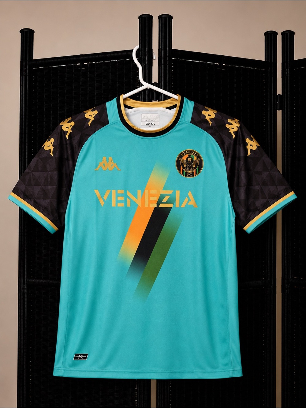 Kappa Venezia Teal & Black Men’s Jersey with Gold Accents